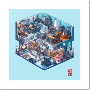Isometric cat office Posters and Art